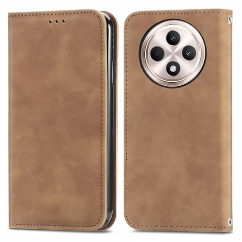 Cracedily Handyhülle für Oppo Reno12 FS 5G Hülle, Klapphülle Premium Lederhülle Klappbar Flip Case Tasche Magnet Kartenfach Standfunktion Klapphülle Schutzhülle für Oppo Reno12 F 5G, Kaffee von Cracedily