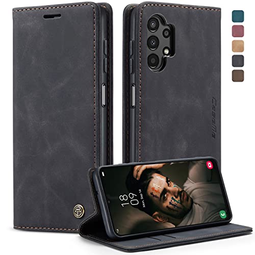 Cracedily Handyhülle für Samsung Galaxy A13 4G/5G Hülle, Klapphülle Premium Lederhülle Klappbar Flip Case Tasche Magnet Kartenfach Standfunktion Klapphülle Schutzhülle für Samsung Galaxy A04s, Schwarz von Cracedily