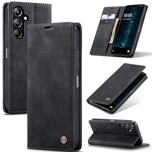 Cracedily Handyhülle für Samsung Galaxy A16 5G Hülle, Klapphülle Premium Lederhülle Klappbar Flip Case Tasche Magnet Kartenfach Standfunktion Klapphülle Schutzhülle für Galaxy A16 5G / A16 4G, Schwarz von Cracedily
