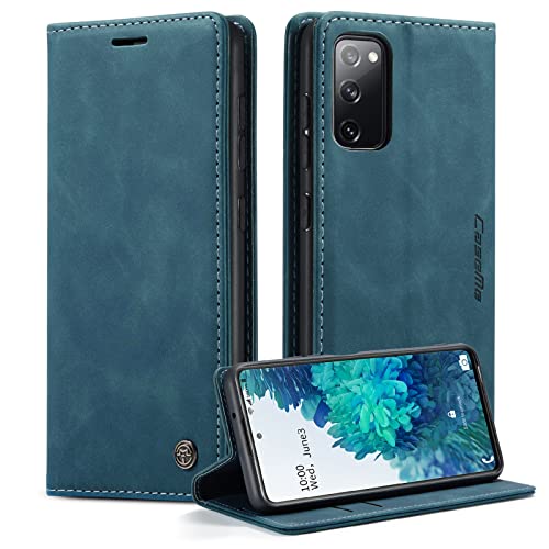 Cracedily Handyhülle für Samsung Galaxy S20 FE Hülle, Klapphülle Premium Lederhülle Klappbar Flip Case Tasche Magnet Kartenfach Standfunktion Klapphülle Schutzhülle für Galaxy S20 FE Case, Blaugrün von Cracedily