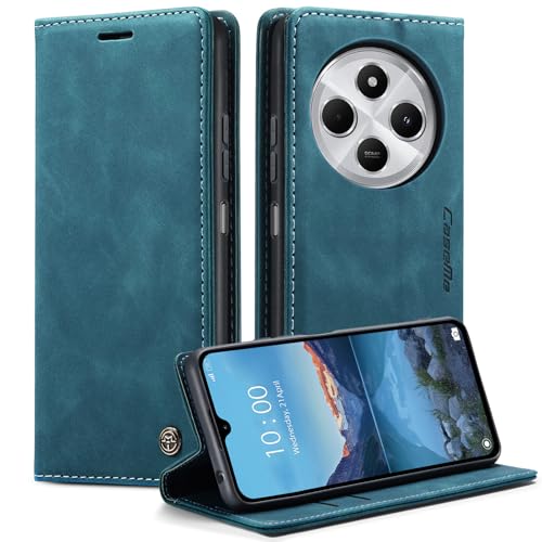 Cracedily Handyhülle für Xiaomi Redmi 14C Hülle, Klapphülle Premium Lederhülle Klappbar Flip Case Tasche Magnet Kartenfach Standfunktion Klapphülle Schutzhülle für Redmi 14 C, Blaugrün von Cracedily