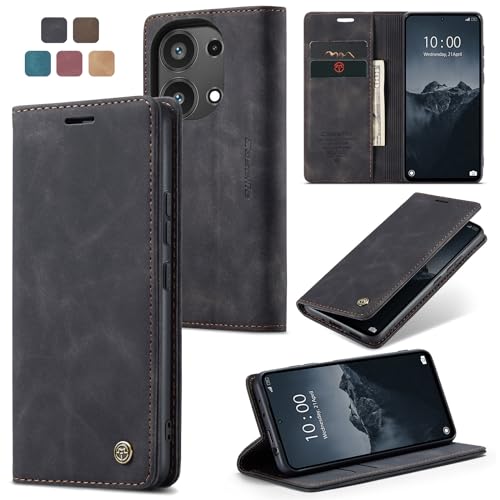 Cracedily Handyhülle für Xiaomi Redmi Note 13 Pro 4G Hülle (Nicht für 5G), Klapphülle Premium Lederhülle Klappbar Flip Case Tasche Magnet Kartenfach Standfunktion Klapphülle Schutzhülle, Schwarz von Cracedily