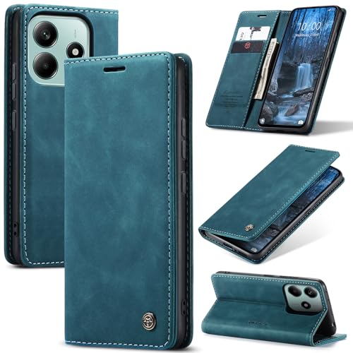 Cracedily Handyhülle für Xiaomi Redmi Note 14 5G (Nicht für 4G) Hülle, Klapphülle Premium Lederhülle Klappbar Flip Case Tasche Magnet Kartenfach Standfunktion Klapphülle Schutzhülle, Blaugrün von Cracedily