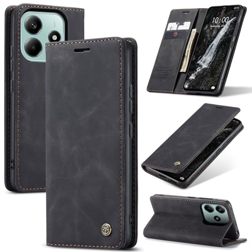 Cracedily Handyhülle für Xiaomi Redmi Note 14 5G (Nicht für 4G) Hülle, Klapphülle Premium Lederhülle Klappbar Flip Case Tasche Magnet Kartenfach Standfunktion Klapphülle Schutzhülle für, Schwarz von Cracedily