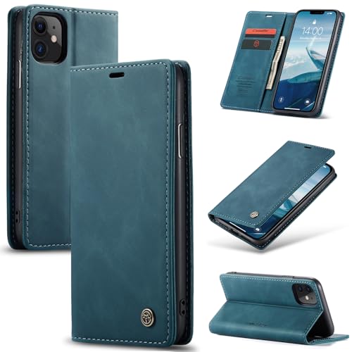 Cracedily Handyhülle für iPhone 11 6,1 Zoll Hülle, Klapphülle Premium Lederhülle Klappbar Flip Case Tasche Magnet Kartenfach Standfunktion Klapphülle Schutzhülle für iPhone 11 (2019), Blaugrün von Cracedily