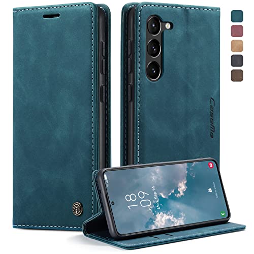Handyhülle für Samsung Galaxy S23 5G Hülle, Klapphülle Premium Lederhülle Klappbar Flip Case Tasche Magnet Kartenfach Standfunktion Klapphülle Schutzhülle für Samsung Galaxy S23 5G, Blaugrün von Cracedily