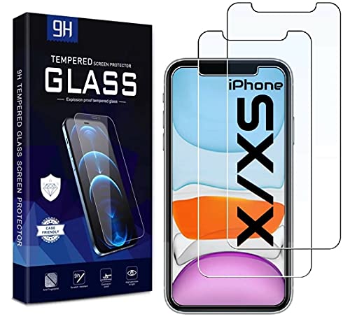 [2 Stück] Schutzfolie kompatibel mit iPhone X/XS [5.8 Zoll] Panzer Verbundglas Schutzglas Echt Hart Tempered Glass Kristallklar Anti-Kratzen von Cracksin
