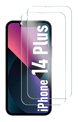 Cracksin [2 Stück] panzer Schutzglas kompatibel mit iPhone 14 Plus [6.7 Zoll] Schutzfolie Verbundglas Hart Tempered Glass 9H Kristallklar Anti-Kratzen von Cracksin