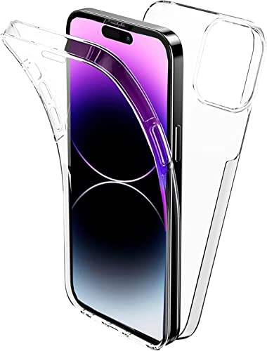 Cracksin 360° Grad Handyhülle für iPhone 14 Pro Max Transparent Displayschutz Vorne/Hinten Anti-Gelb Kratzfest Schutzhülle Handyhülle TPU+PET Cover von Cracksin