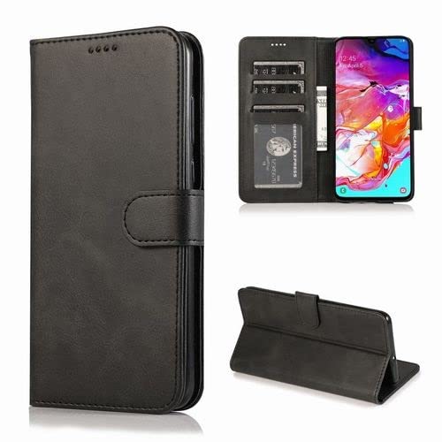 Cracksin Klapphülle Schutzhülle für Huawei Y6 2019 Flip Case Cover, Magnetverschluss, Standfunktion, mit Karten und Geldfächer, Tasche Stoßfeste Etui (Schwarz) von Cracksin