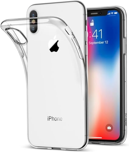 Cracksin Schützhülle Kompatibel mit iPhone X/XS Slim Ultradünn Durchsichtig Transparent TPU silikon Antikratzt Handyhülle Full Edges Cover HandyCase von Cracksin