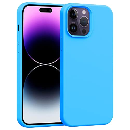 Cracksin Silicone Case Hülle für iPhone 14 Pro (6.1 Zoll) Hochwertiges weiche TPU Handyhülle Flexible Kameraschutz Cover (Hell Blau) von Cracksin