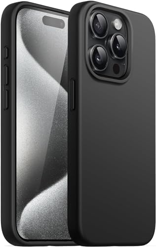 Cracksin Silikon Hülle für iPhone 15 Pro Anti Shock Tasche robuste Liquid weiche TPU Rundumschutz Stoßfest Schutzhülle matt Schwarz von Cracksin