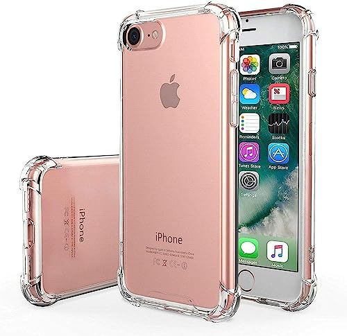 Cracksin Silikon Hülle für iPhone 8, iPhone 7 Transparent Ultra Dünne weiche TPU Handyhülle Flexible Klar Case Cover [Bumper mit verstärkten Ecken] Rückseite von Cracksin