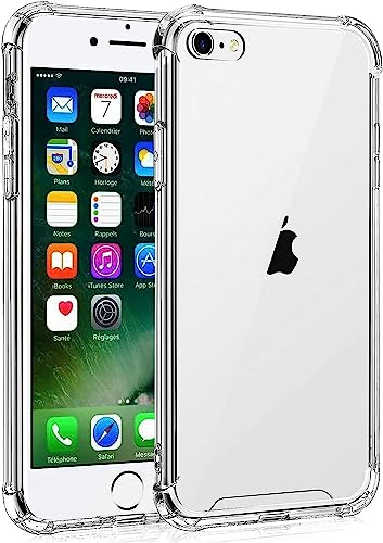 Cracksin Silikon Hülle für iPhone SE 2020 / SE 2022 Transparent Ultra Dünne weiche TPU Handyhülle Flexible Klar Case Cover [Bumper mit verstärkten Ecken] Rückseite von Cracksin