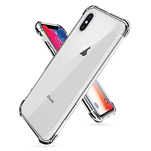 Cracksin Silikon Hülle für iPhone X, iPhone XS Transparent Ultra Dünne weiche TPU Handyhülle Flexible Klar Case Cover [Bumper mit verstärkten Ecken] Rückseite von Cracksin