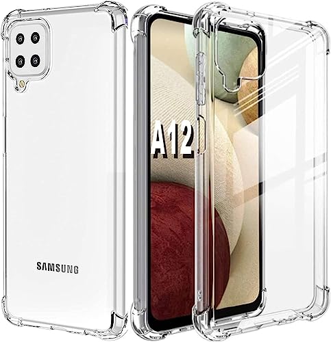Hülle für Samsung Galaxy A12 Transparent Ultra Dünne weiche TPU Handyhülle Flexible Klar Case Cover [Bumper mit verstärkten Ecken] Rückseite von Cracksin