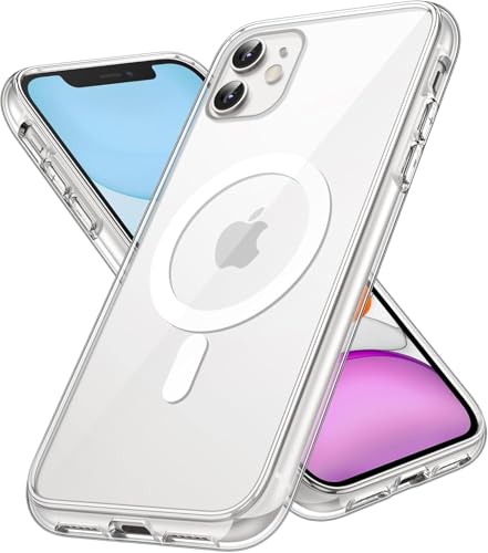 Magnetisch Hülle für iPhone 11 [6,1 Zoll] Kompatibel mit MagSafe Kabellosem Laden, Stoßfest Handyhülle, Schutzhülle Kratzfeste Transparent Rückseite (Durchsichtig) von Cracksin