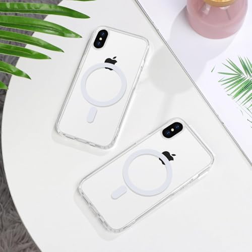 Magnetisch Hülle für iPhone X,iPhone XS Kompatibel mit MagSafe Kabellosem Laden, Stoßfest Handyhülle, Schutzhülle Kratzfeste Transparent Rückseite (Durchsichtig) von Cracksin