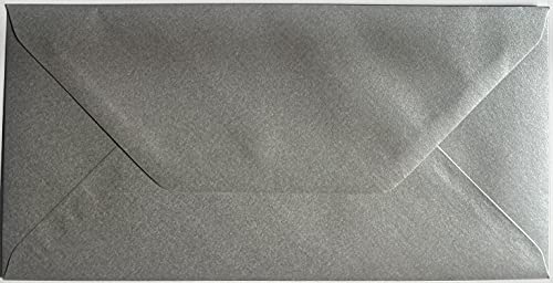 Farbige Briefumschläge für Grußkarten, Party-Einladungen und Bastelarbeiten, 110 x 220 mm, 12 Stück (Metallic-Silber) von Craft21 Limited