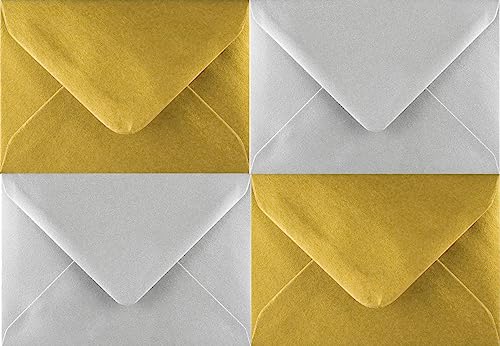 Farbige C5-Umschläge für A5-Grußkarten, Hochzeitseinladungen, Basteln, 162 x 229 mm, 15 Stück (Gold und Silber) von Craft21 Limited