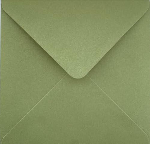 Quadratische Briefumschläge, 155 mm x 155 mm, für Grußkarten, Hochzeitseinladungen, Basteln, farbige Umschläge, 15 Stück, Olivgrün von Craft21 Limited