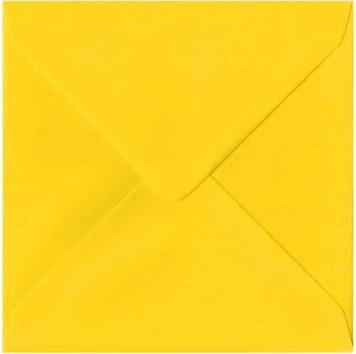 Quadratischer farbiger Umschlag, 164 mm x 164 mm, perfekt für Weihnachtskarten, Grußkarten, Hochzeitseinladungen, Basteln, 50 Stück (gelb) von Craft21 Limited