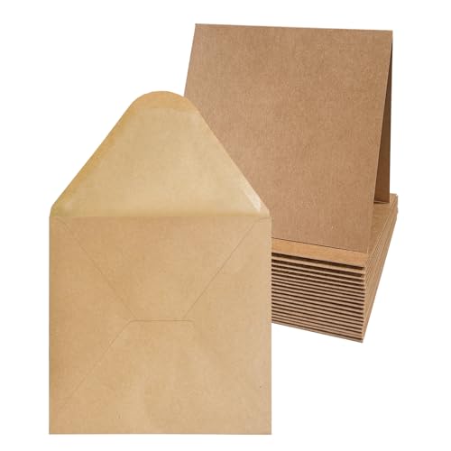 20 Set 6x6 inch Blanko Kraftpapier Karten mit Briefumschläge, 100gsm Umschläge 300gsm Faltkarten für Grußkarten, Einladung, Geburtstagskarten, Dankeskarten - 15,2 x 15,2 cm 20 Set 6x6 inch Blanko Kraftpapier Karten mit Briefumschläge, 100gsm Umschläge 300gsm Faltkarten für Grußkarten, Einladung, Geburtstagskarten, Dankeskarten - 15,2 x 15,2 cm von Craftask