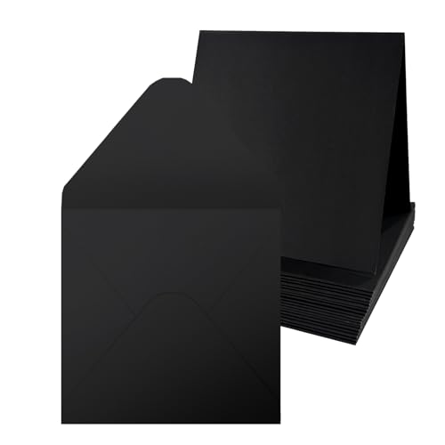 20 Set 6x6 inch Schwarz Vlanko Karten mit Briefumschläge, 100gsm Umschläge 300gsm Faltkarten für Grußkarten, Einladung, Geburtstagskarten, Dankeskarten - 15,2 x 15,2 cm 20 Set 6x6 inch Schwarz Vlanko Karten mit Briefumschläge, 100gsm Umschläge 300gsm Faltkarten für Grußkarten, Einladung, Geburtstagskarten, Dankeskarten - 15,2 x 15,2 cm von Craftask