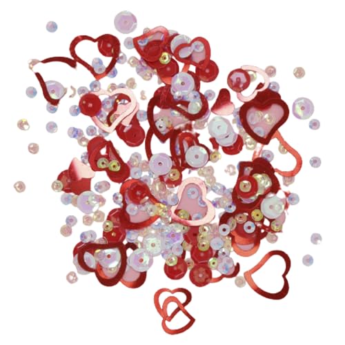 Craftelier - Pailletten zum Valentinstag für Bastelarbeiten, Scrapbooking und Dekorationen | Herzen und Kreisformen - verschiedene Größen | Farben weiß, irisierend und rot von Craftelier
