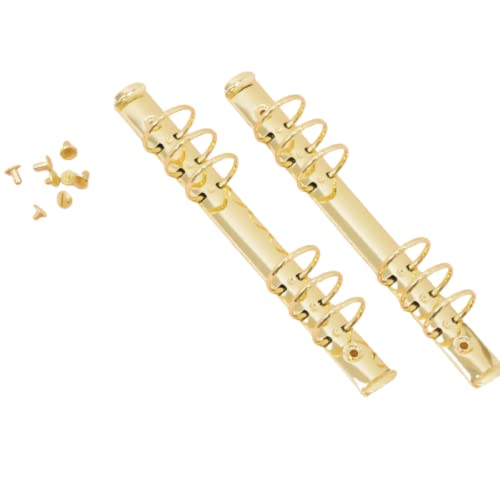 Craftelier - Set mit 2 6-Ring-Ordner-Mechaniken | Größe ca. 22,7 cm - Ringdurchmesser 3,3 cm - Ringabstand 1,9 cm | Enthält 8 BefestigungsKlammern | Farbe Gold von Craftelier