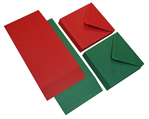 Craft UK 520 Karten und Umschläge, 50 Rot/Grün, 5 x 5 Zoll von Crafts UK