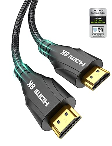 Cratree HDMI 2.1 Kabel 1 Meter Zertifiziertes,8K Ultra High Speed HDMI Kabel 4K 120Hz,8K 60Hz 48Gbps eARC HDCP 2.2 2.3,Kompatibel mit Monitor Laptop HDTV Xbox DVD-Player Blu-ray Projektor von Cratree