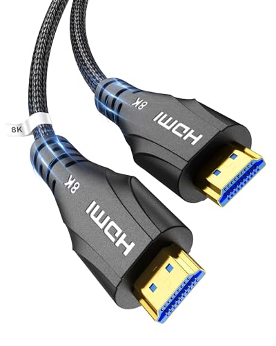 Cratree HDMI 2.1 Kabel 10 Meter lang,Ultra High Speed HDMI Kabel 4K 120Hz,8K 60Hz 48Gbps Geflochten,HDCP 2.2 & 2.3, eARC - Kompatibel mit Monitor Laptop Blu-ray PS5 PS4 Xbox Roku HDTV von Cratree