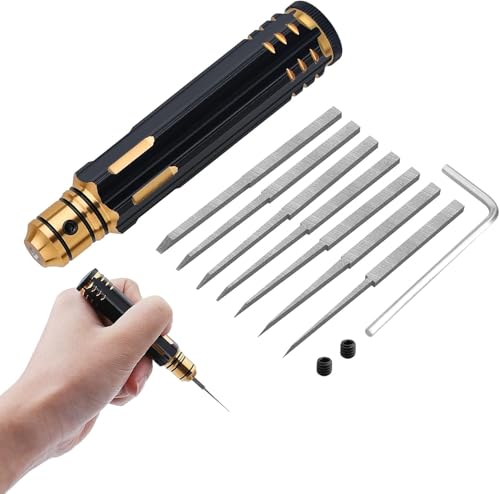 Craznick 7 In 1 Modell Scriber mit 7 Klingen Gundam Resin Carved Scribe Line Schneidwerkzeug Meißel (0,1/0,2/0,4/0,6/0,8/1,0/2,0 mm) Schwarz von Craznick