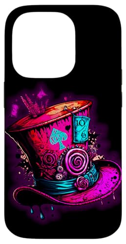 Hülle für iPhone 14 Pro We're All Mad Here rosa Steampunk Alice im Wunderland Hut von Crazy Fun Designs Gifts - Alice