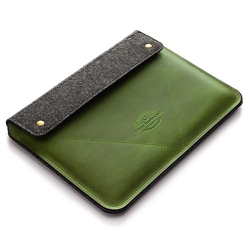 Crazy Horse Craft, Leder Hülle für MacBook Pro 16 Tasche Mac Laptop Bag Grün von Crazy Horse Craft