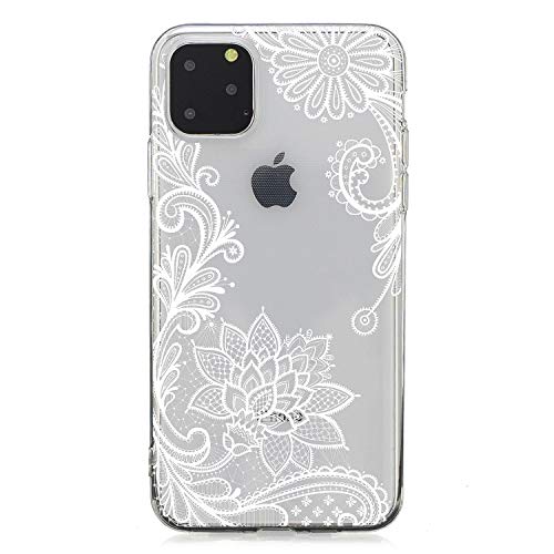 CrazyLemon Hülle Kompatibel für iPhone 13 Mini, Handyhülle Dünne Weiche TPU Silikon Transparent Stoßfest Schutzhülle Durchsichtige Kratzfest Case - Weißer Spitze von CrazyLemon