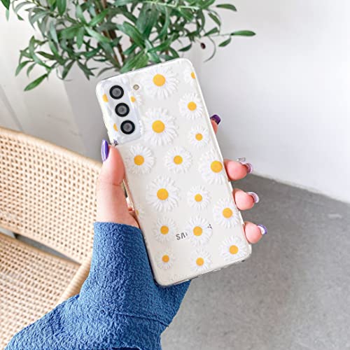 CrazyLemon Hülle für Samsung Galaxy A72 4G 5G, Durchsichtig Handyhülle Motiv Kreativität Mode Muster Weich Klar Silikon TPU Stoßfeste Bumper Schutzhülle Transparent Case - Weißes Gänseblümchen von CrazyLemon