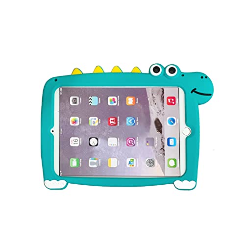CrazyLemon Hülle kompatibel mit 2017 / 2018 iPad 9.7" Silikonhülle Sanft Stoßfest Schutzhülle mit Ständer und Schlüsselband - Dinosaurier von CrazyLemon