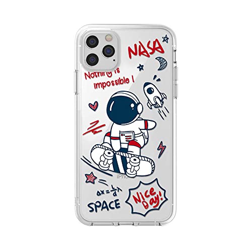 CrazyLemon Kompatibel mit iPhone 12 Mini Hüllen klare kreative Astronauten Weltall Planet Stern niedliches Cartoon-Muster weiche TPU-Schutzhülle stoßfest Hülle - NASA von CrazyLemon