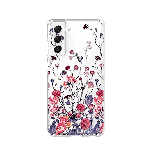 CrazyLemon Samsung Galaxy S22 Handyhülle TPU Silikon Weiche Durchsichtig Klar Transparent Schutzhülle Farbe Blumen Muster Handytasche Flexibel Handy Hülle - Blaue Weiße Blumen von CrazyLemon