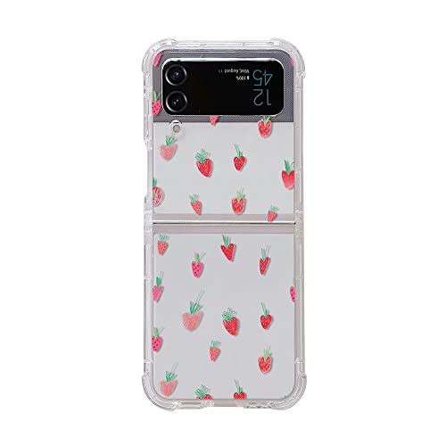 CrazyLemon Samsung Galaxy Z Flip 3 Hülle, Niedlich Frauen Mädchen Gemaltes Muster Klar Handyhülle Silikon TPU Schutzhülle für Samsung Galaxy Z Flip 3 5G 2021 - Erdbeere von CrazyLemon