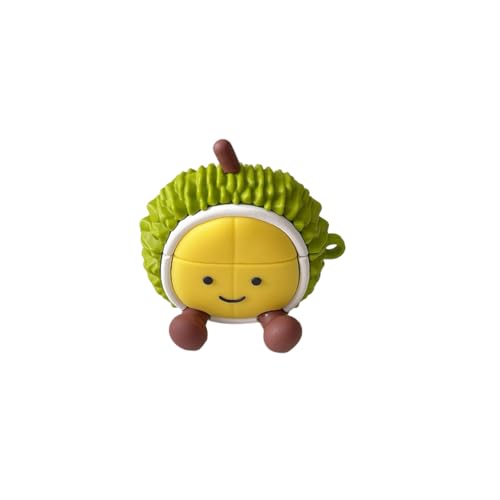 CrazyLemon für AirPods 4 (2024) Hülle, Weiche Silikon Kopfhörerhülle für AirPods 3D Karikatur Tier Mädchen Jungen Coole Lustige Süße Schutzhülle Kopfhörer Taschen & Cases - Durian von CrazyLemon