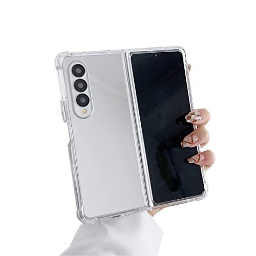 CrazyLemon für Samsung Galaxy Z Fold 4 5G Spiegel Hülle, Luxus Mode Schminkspiegel Silikon Stoßstange Handyhülle Frauen Mädchen Schutzhülle für Galaxy Z Fold 4 5G 2022 - Silber von CrazyLemon