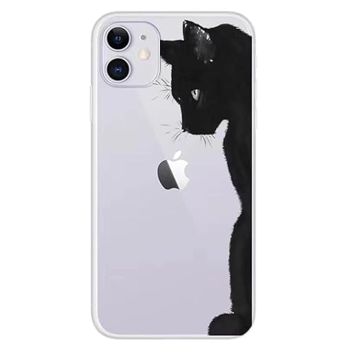 CrazyLemon für iPhone 11 Hülle, Transparent Silikon Schutzhülle Mädchen Dünn Stoßfest Durchsichtig Handyhülle für iPhone 11 - Schwarze Katze von CrazyLemon