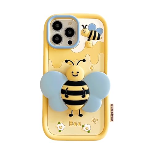 CrazyLemon für iPhone 11 Silikon Ständer Hülle, 3D Cartoon Character Weiche Silikon Gummi Cooler Spaß Teenager Kind Schutzhüll Hüllen Cases Kompatibel mit iPhone 11 - Biene von CrazyLemon