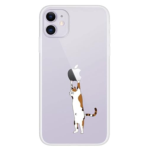 CrazyLemon für iPhone 12 Hülle, TPU Bumper Hülle Durchsichtig Schutzhülle Transparent für iPhone 12 - Aufzug Katze von CrazyLemon