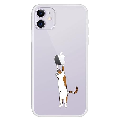 CrazyLemon für iPhone 12 Hülle, TPU Bumper Hülle Durchsichtig Schutzhülle Transparent für iPhone 12 - Aufzug Katze von CrazyLemon