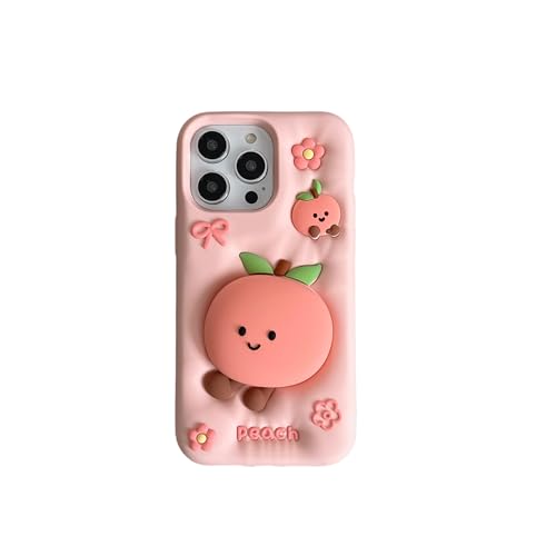 CrazyLemon für iPhone 13 Pro / 14 Pro / 15 Pro Silikon Schutzhülle, 3D Cartoon Figur mit Karikatur Ständer Weiches Silikongummi Coole Lustige für Teenager Kinder - Pfirsich CrazyLemon für iPhone 13 Pro / 14 Pro / 15 Pro Silikon Schutzhülle, 3D Cartoon Figur mit Karikatur Ständer Weiches Silikongummi Coole Lustige für Teenager Kinder - Pfirsich von CrazyLemon